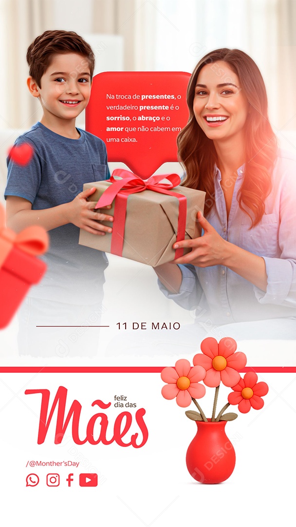 Story Feliz Dia Das Mães Na troca de presente  Social Media PSD Editavel