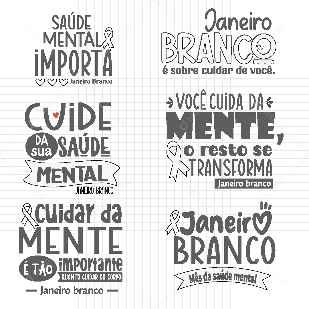 Lettering Frase Motivacional Janeiro Branco Vetor EPS