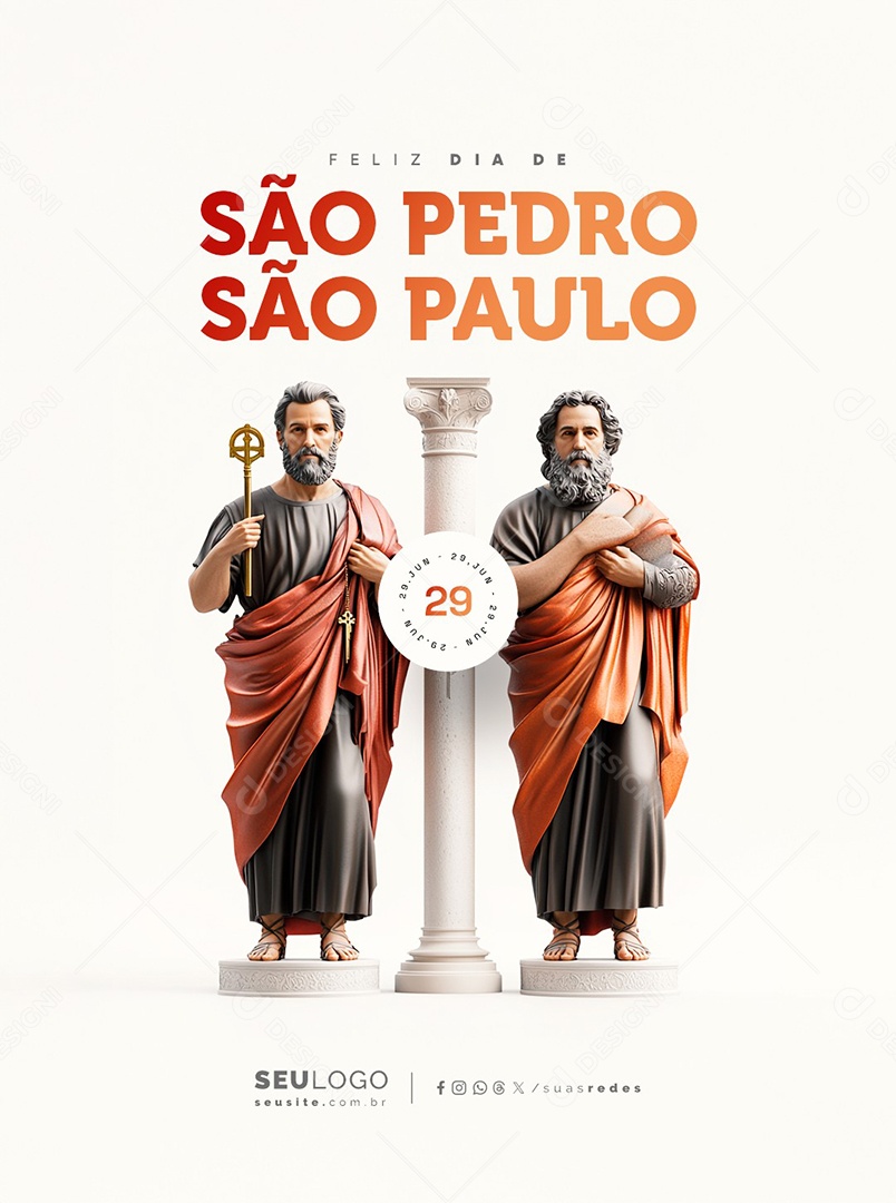 Feliz Dia de São Pedro São Paulo 29 de Junho Social Media PSD Editável