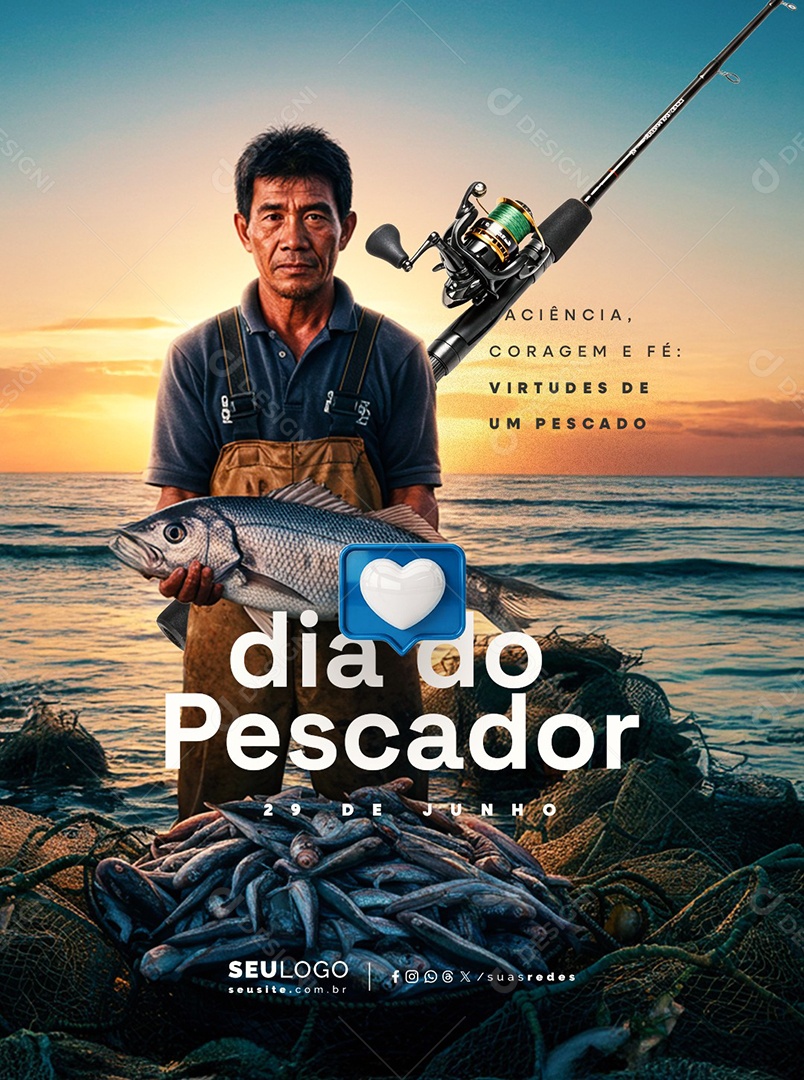 Dia do Pescador 29 de Junho Social Media PSD Editável