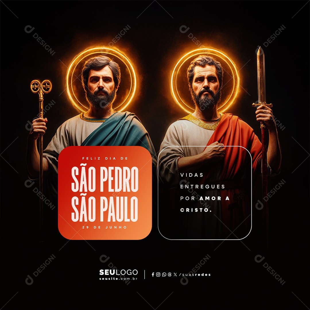 Feliz Dia de São Pedro São Paulo 29 de Junho Social Media PSD Editável