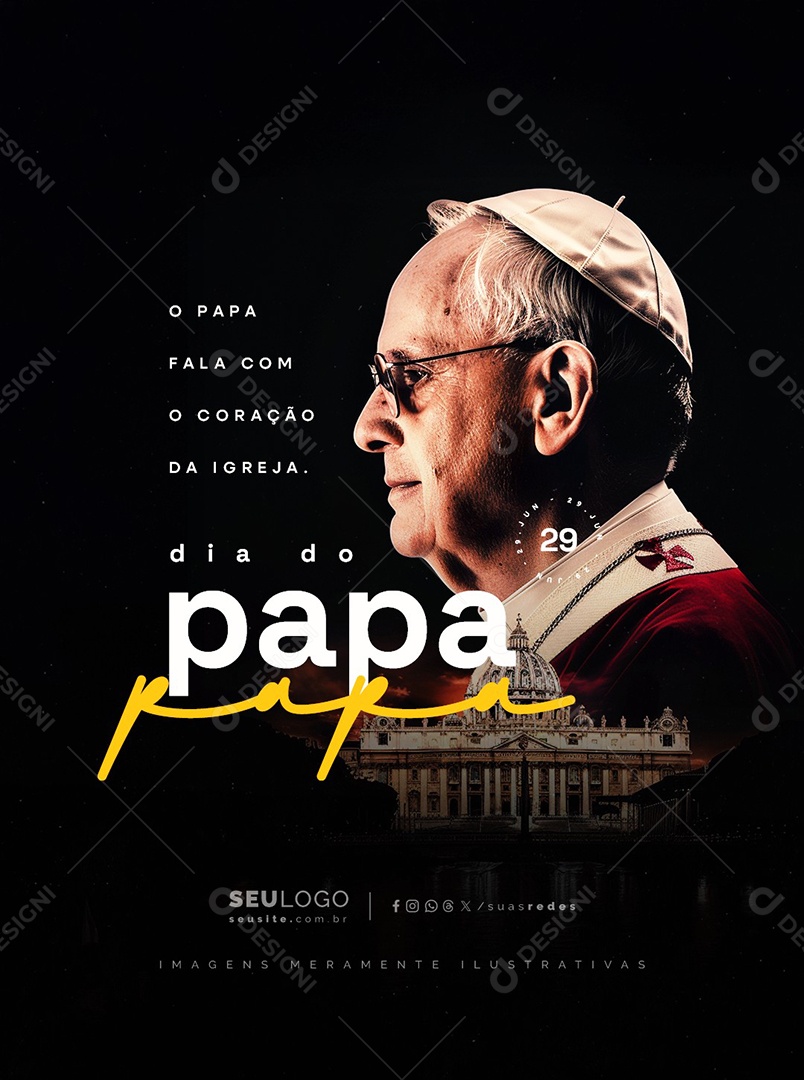 Dia do Papa 29 de Junho Social Media PSD Editável