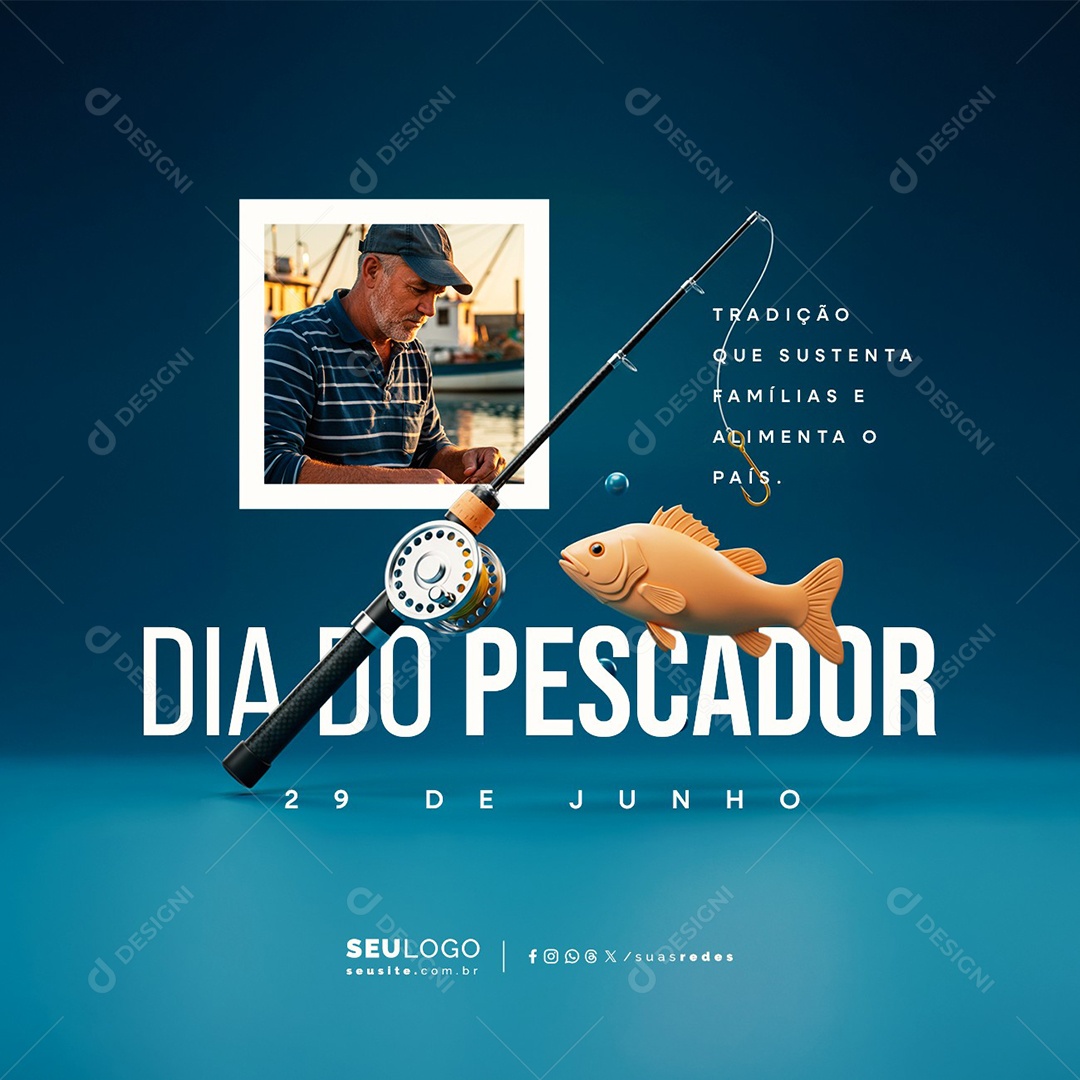 Dia do Pescador 29 de Junho Social Media PSD Editável