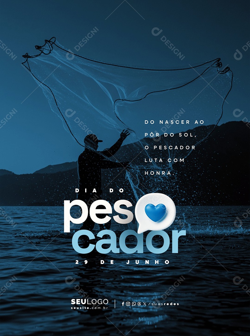Dia do Pescador 29 de Junho Social Media PSD Editável