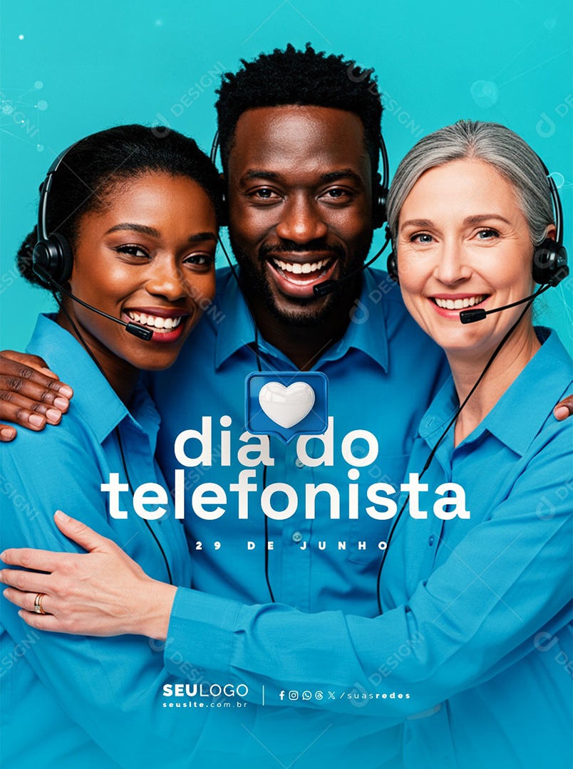Dia do Telefonista 29 de Junho Social Media PSD Editável