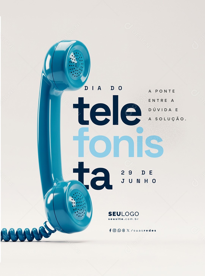 Dia do Telefonista 29 de Junho Social Media PSD Editável