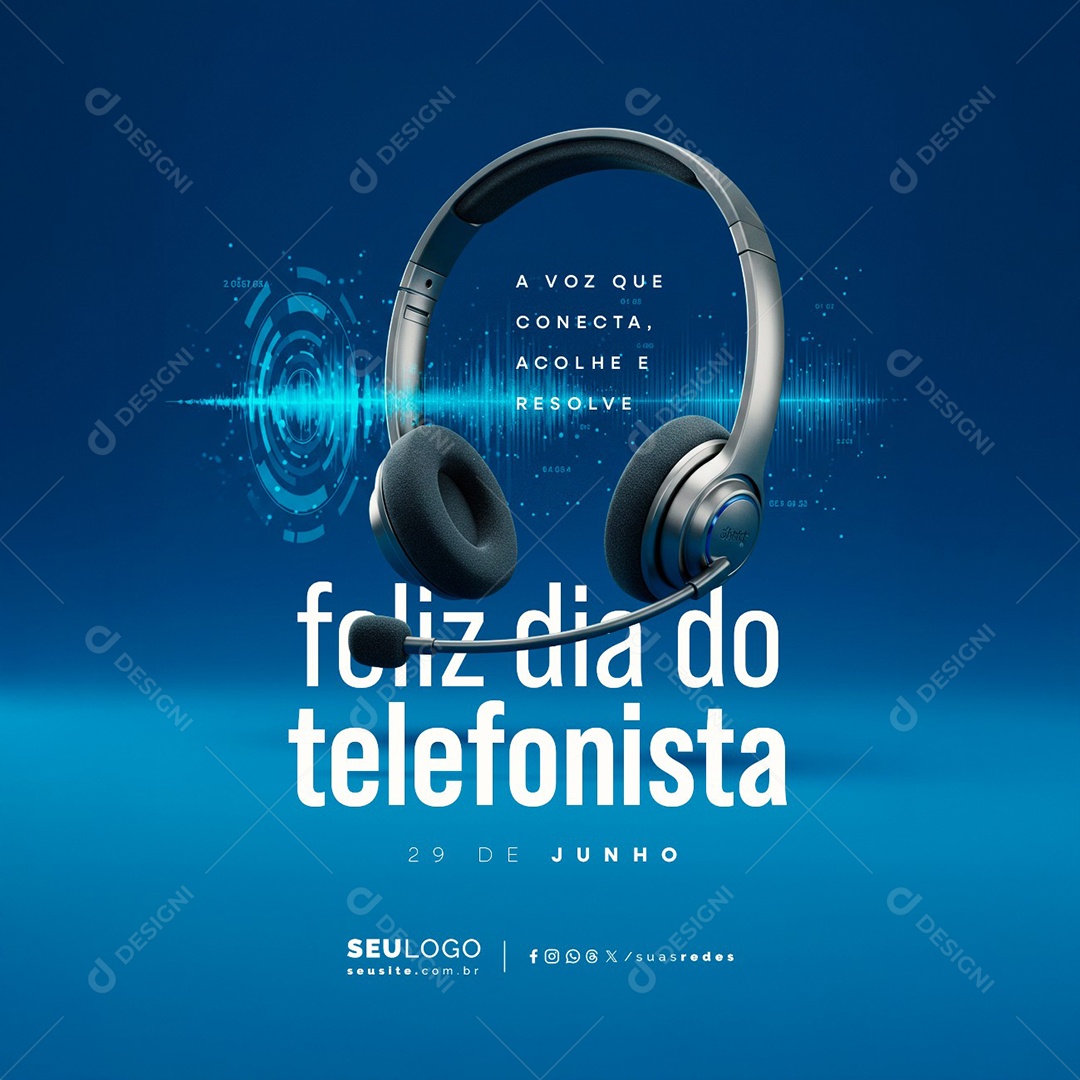 Feliz Dia do Telefonista 29 de Junho Social Media PSD Editável