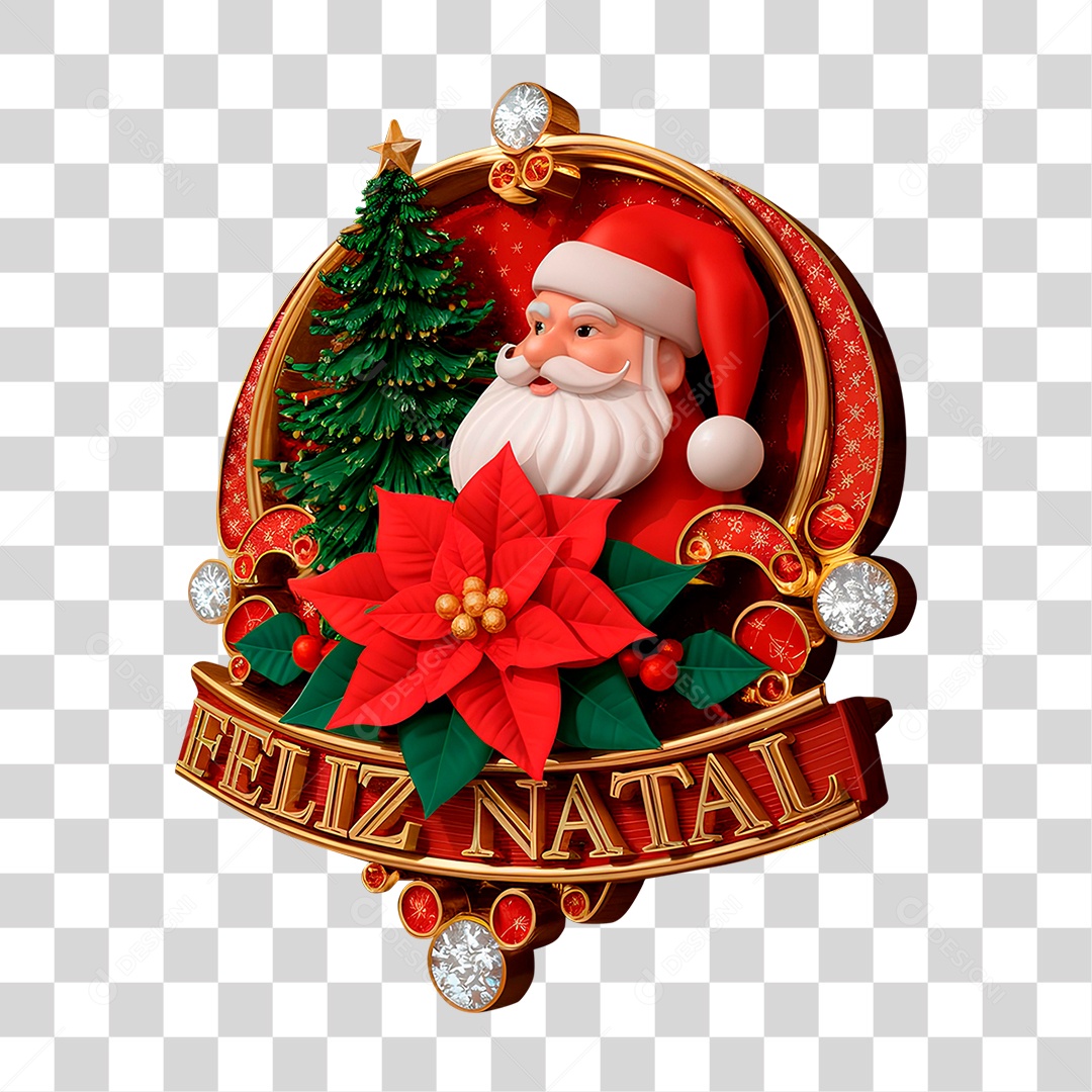 Selo 3D Feliz Natal PNG Transparente