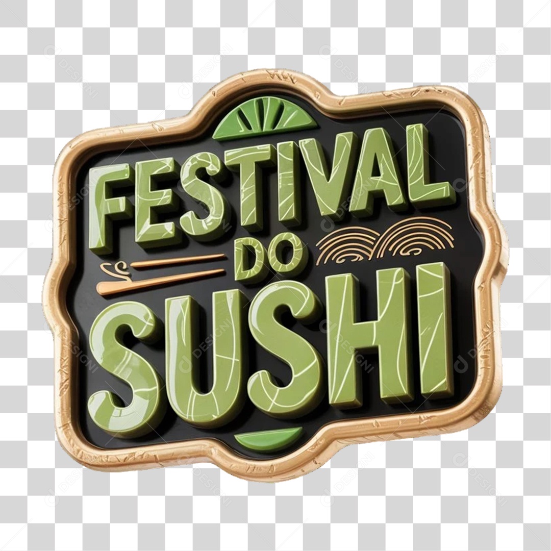 Selo 3D Festival do Sushi PNG Transparente