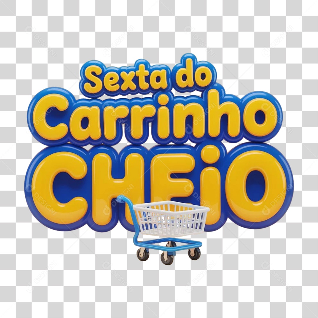 Selo 3D Sexta do Carrinho Cheio PNG Transparente
