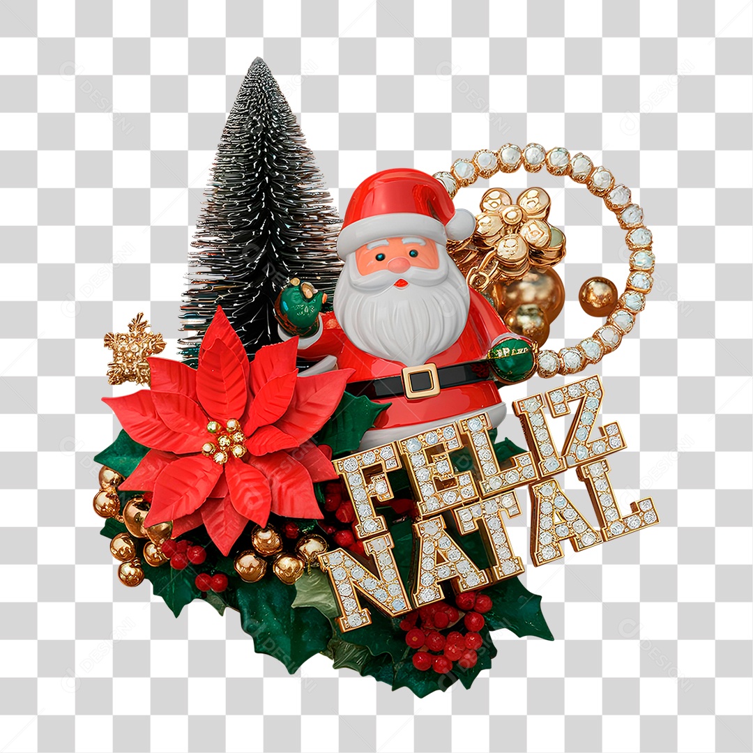Selo 3D Feliz Natal PNG Transparente