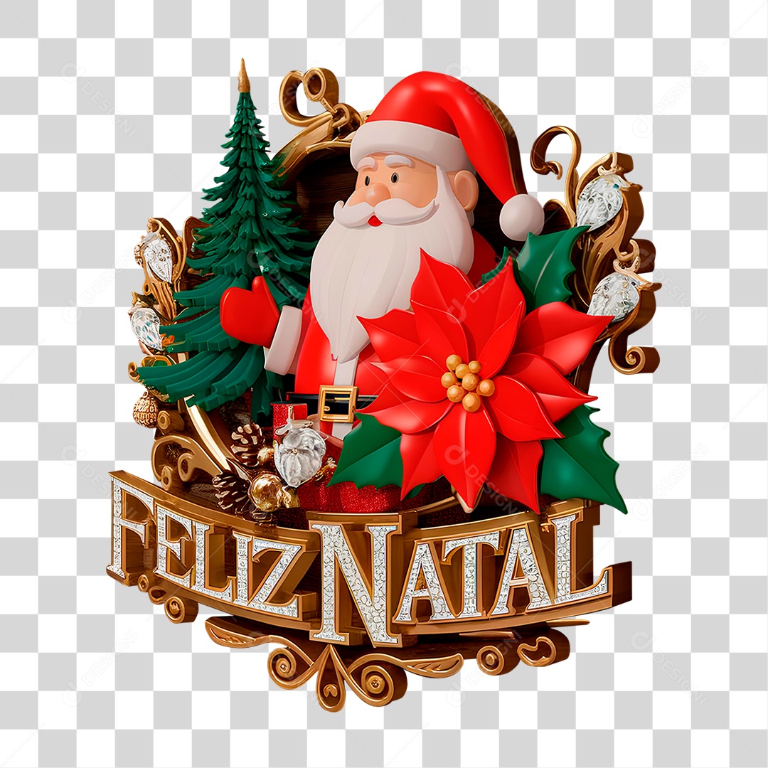 Selo 3D Feliz Natal PNG Transparente