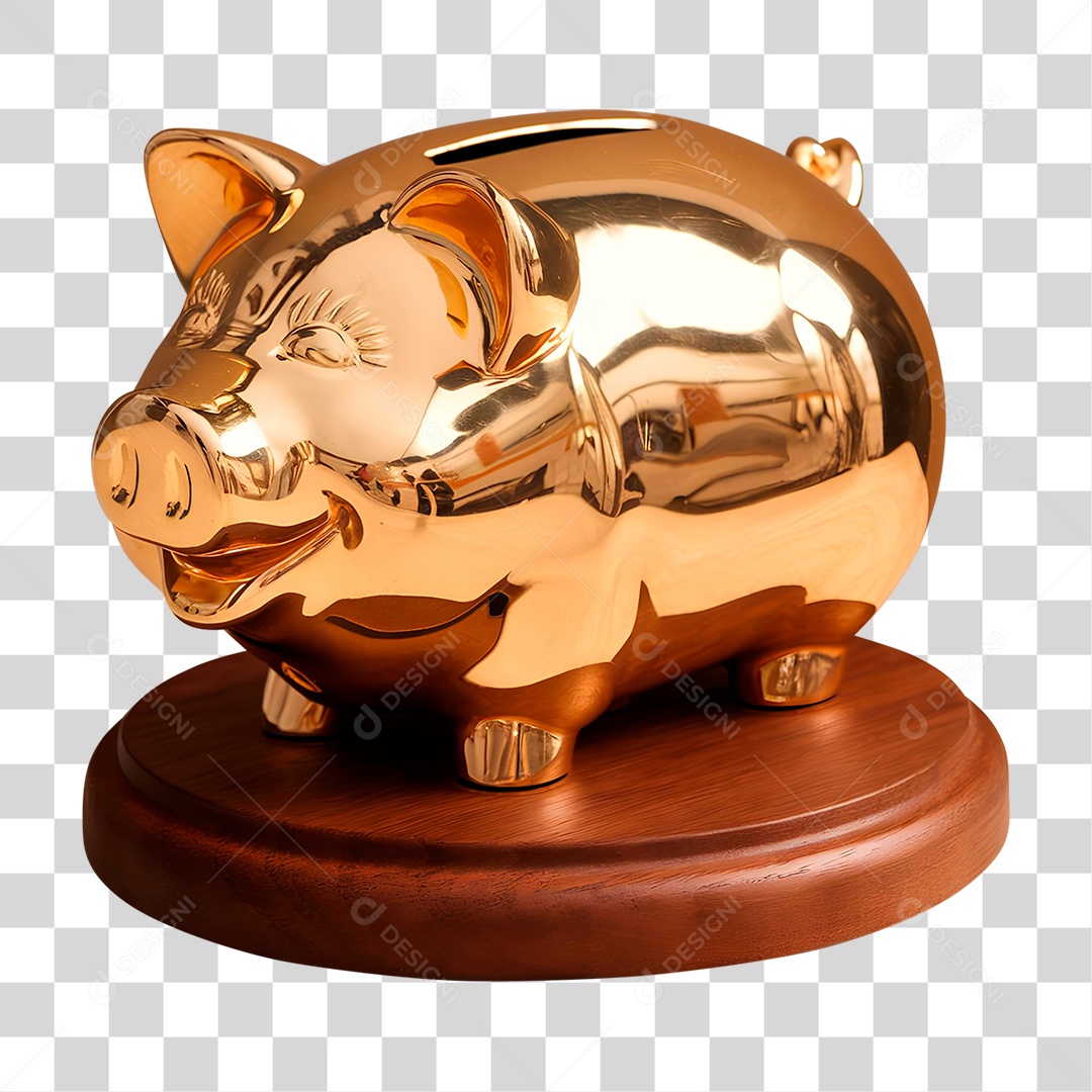 Cofrinho Dourado PNG Transparente