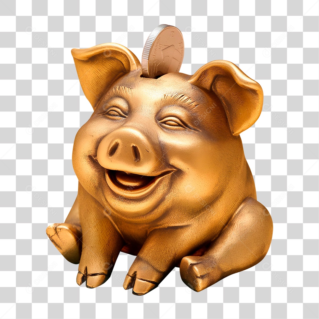 Cofrinho Dourado PNG Transparente