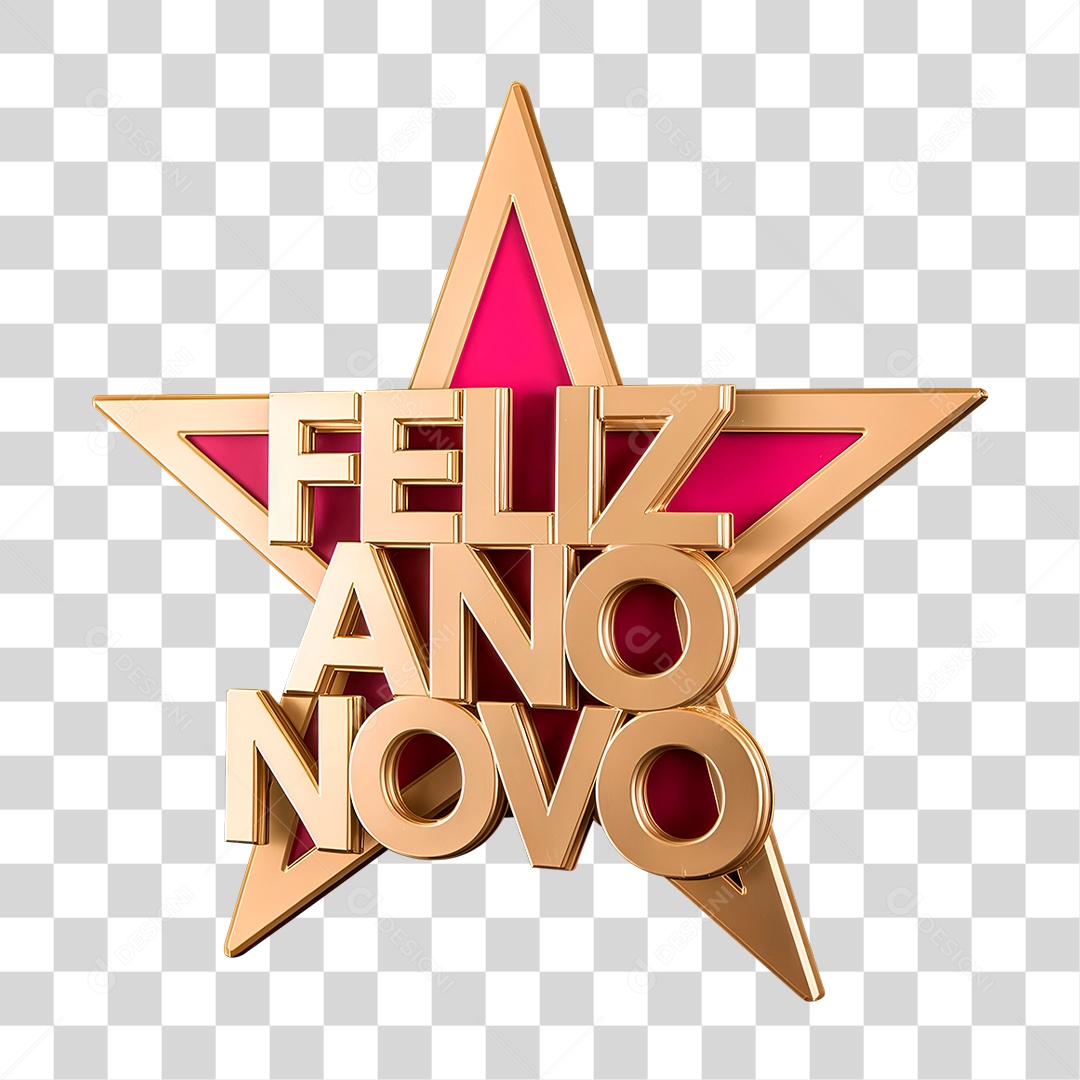 Selo 3D Feliz Ano Novo PNG Transparente