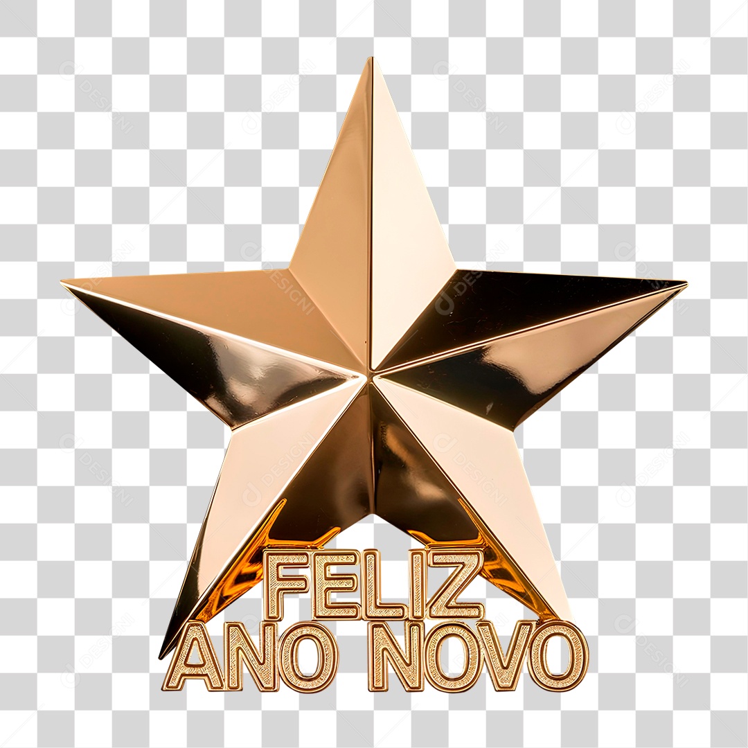 Selo 3D Feliz Ano Novo PNG Transparente