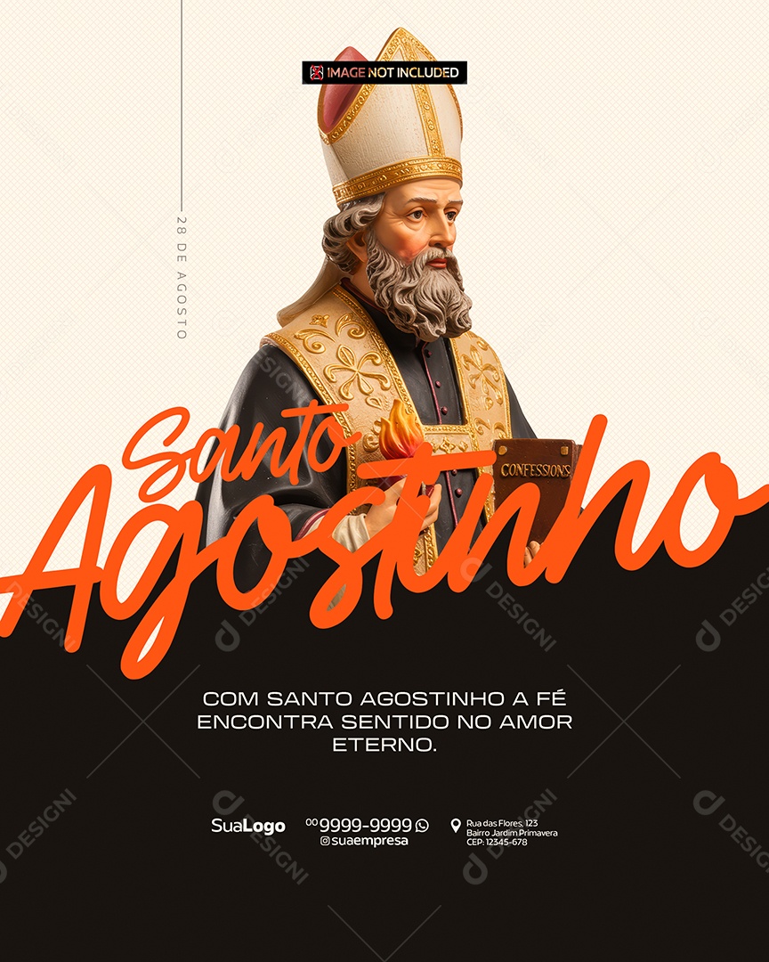 Dia de Santo Agostinho Dia 28 de Agosto Social Media PSD Editável