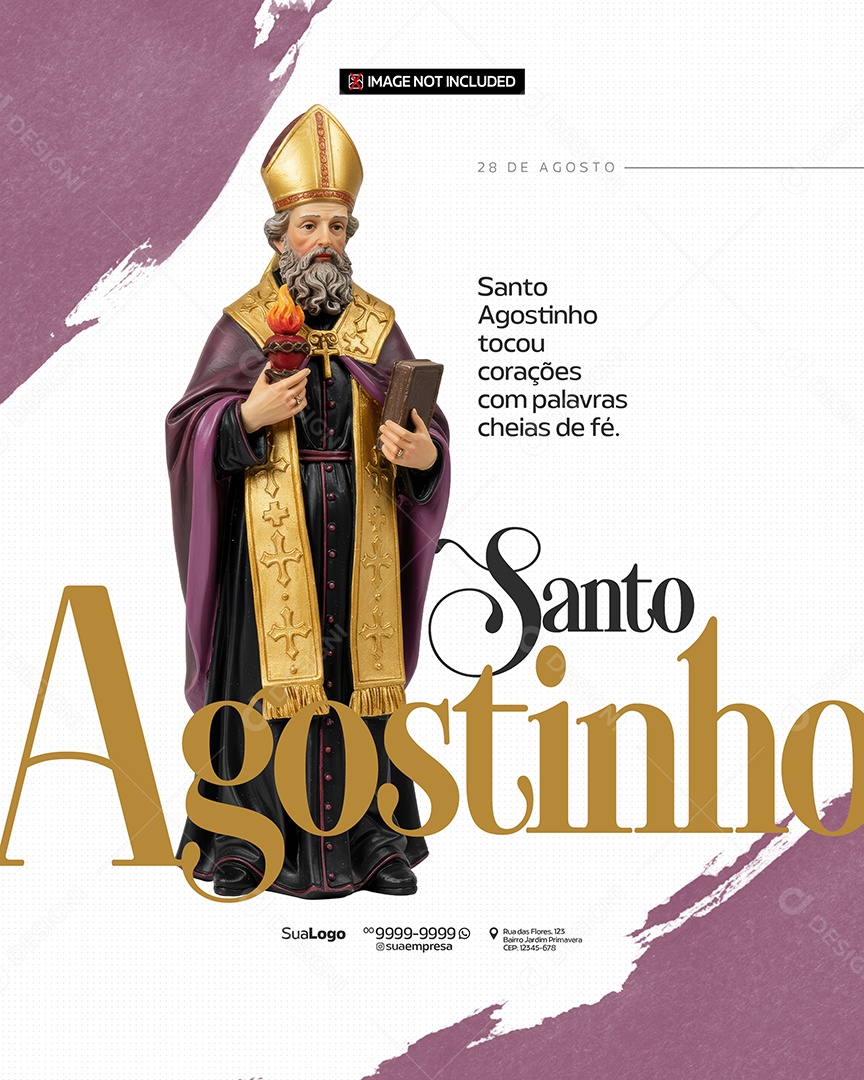 Dia de Santo Agostinho Dia 28 de Agosto Social Media PSD Editável