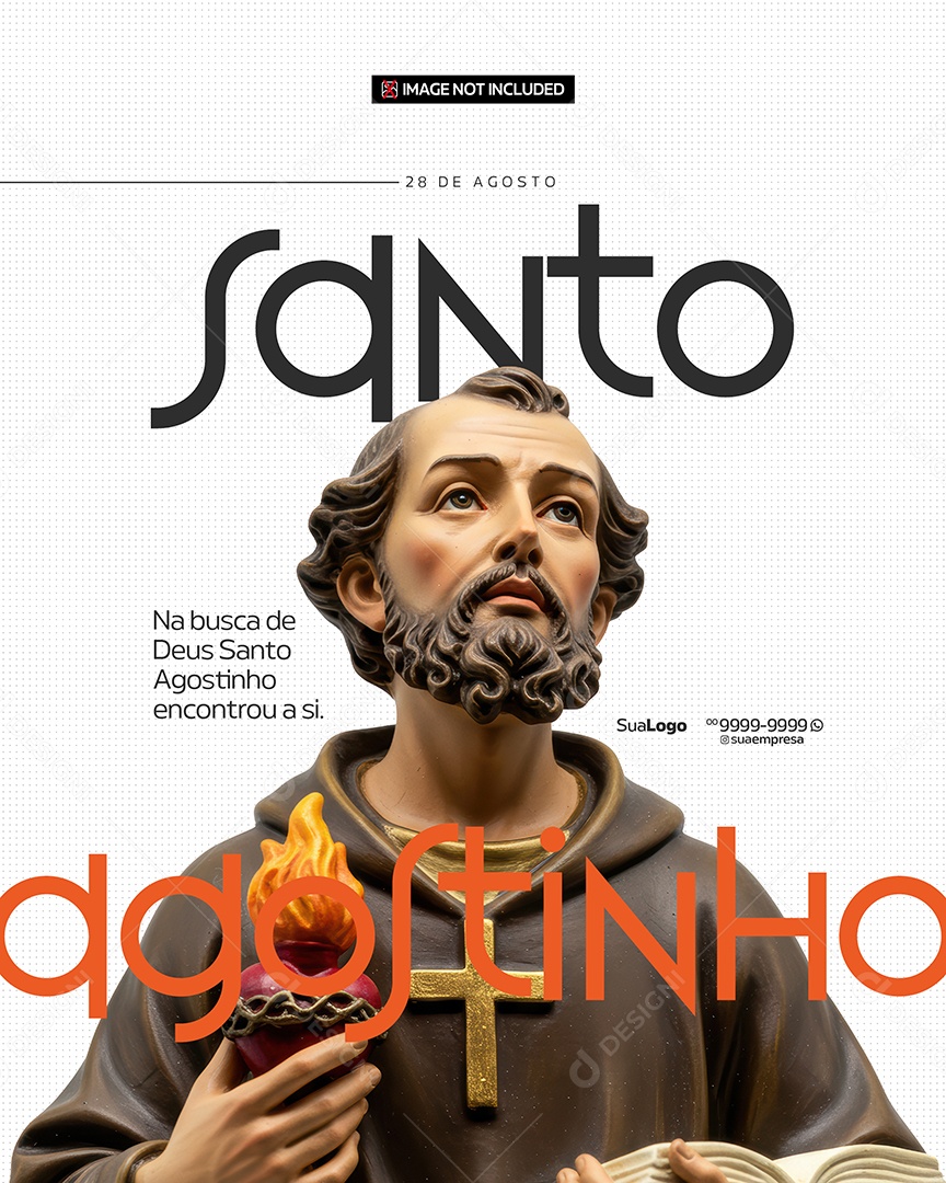 Dia de Santo Agostinho Dia 28 de Agosto Social Media PSD Editável