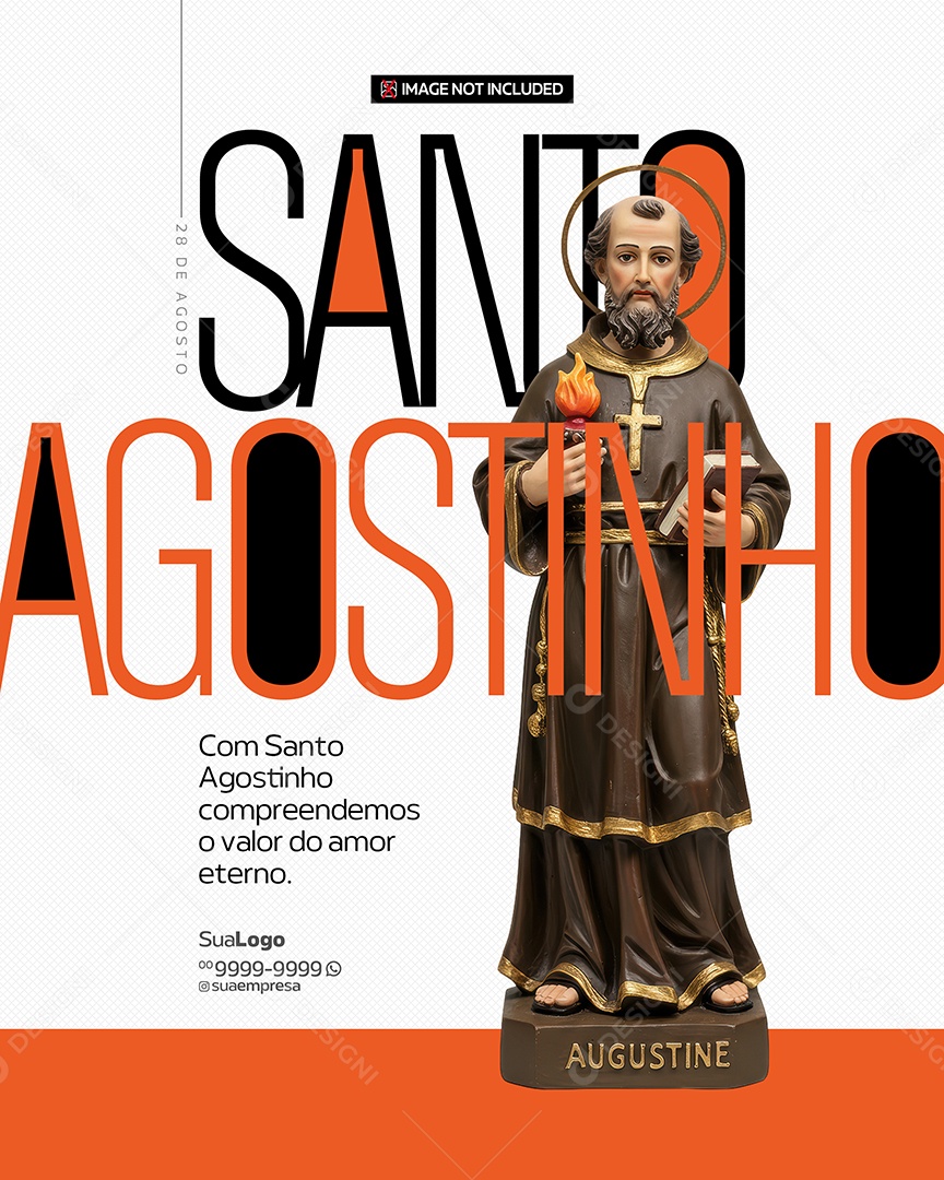 Dia de Santo Agostinho Dia 28 de Agosto Social Media PSD Editável