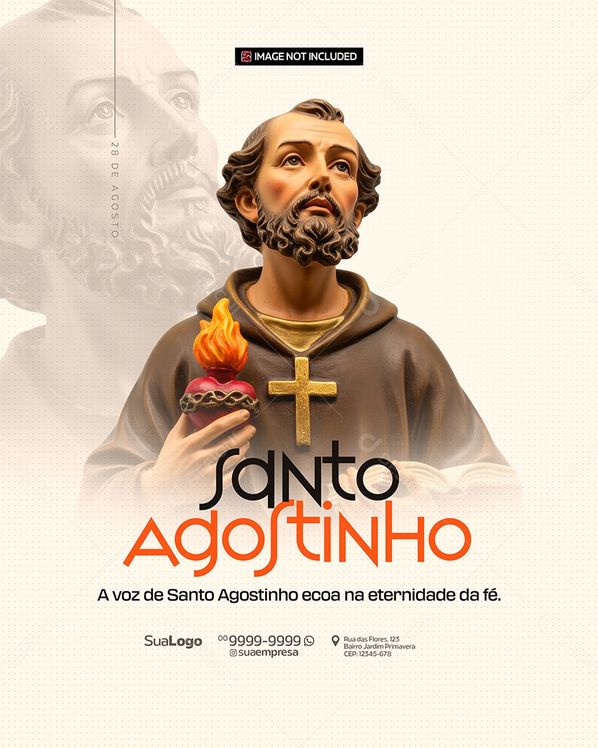 Dia de Santo Agostinho Dia 28 de Agosto Social Media PSD Editável