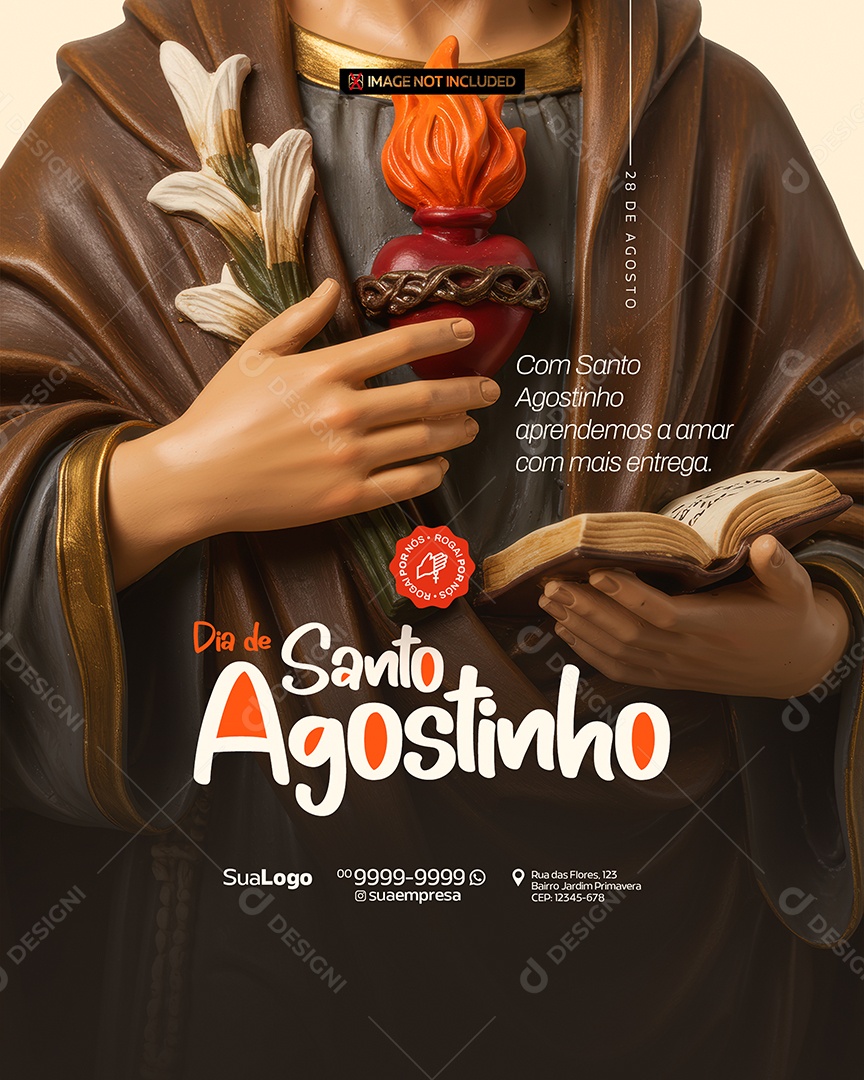 Dia de Santo Agostinho Dia 28 de Agosto Social Media PSD Editável