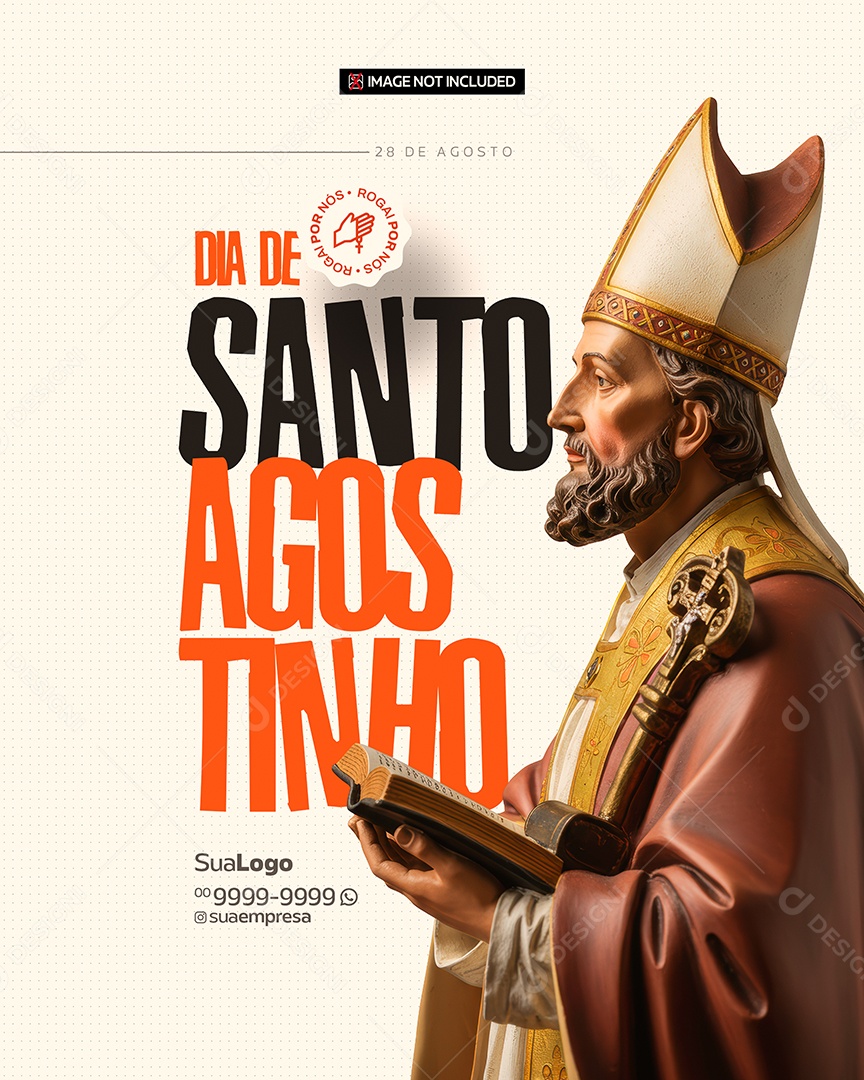 Dia de Santo Agostinho Dia 28 de Agosto Social Media PSD Editável