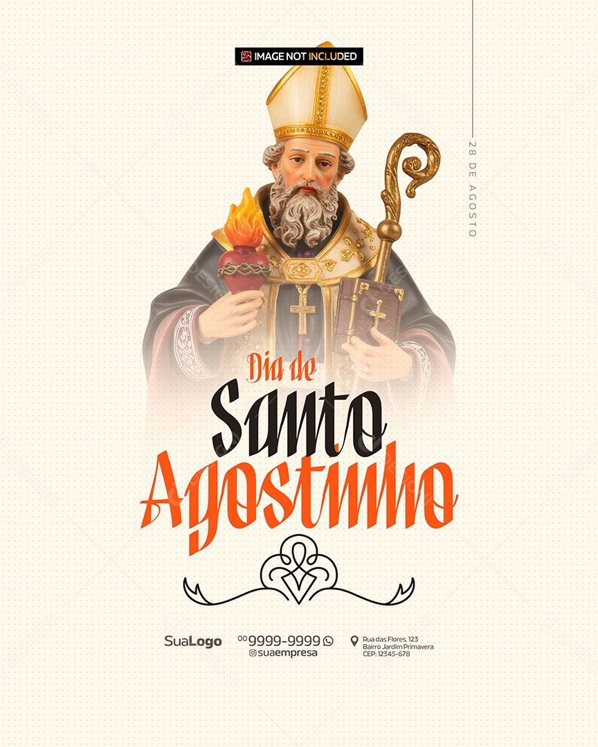 Dia de Santo Agostinho Dia 28 de Agosto Social Media PSD Editável