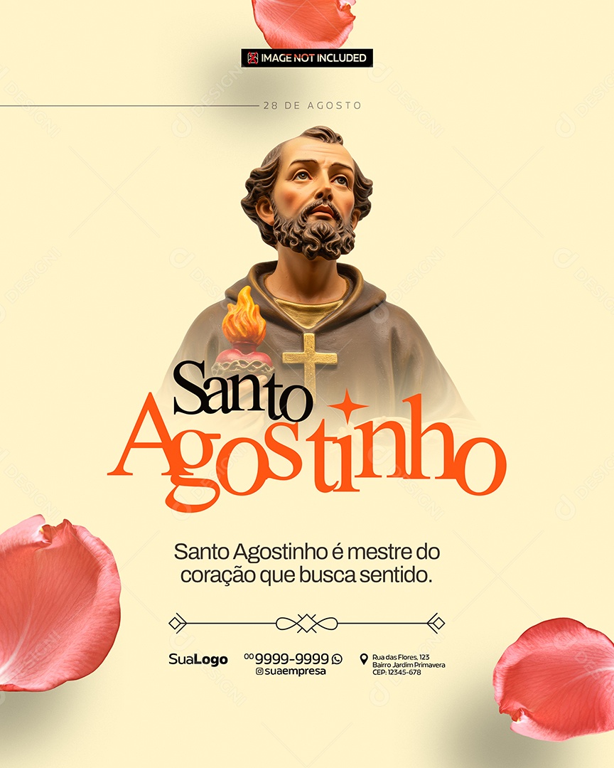 Dia de Santo Agostinho Dia 28 de Agosto Social Media PSD Editável