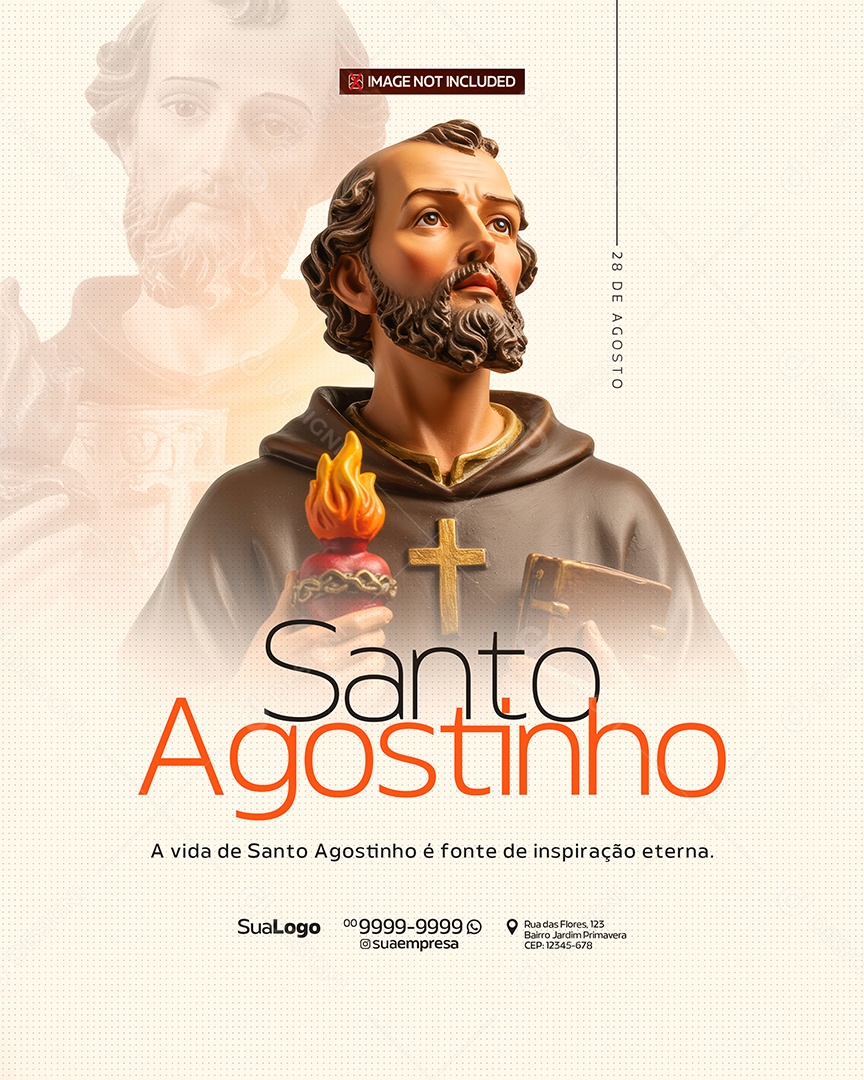 Dia de Santo Agostinho Dia 28 de Agosto Social Media PSD Editável