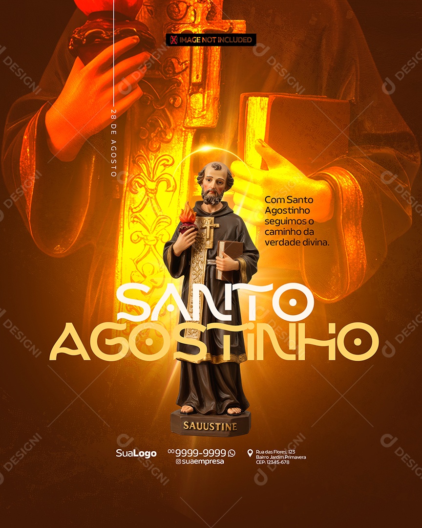 Dia de Santo Agostinho Dia 28 de Agosto Social Media PSD Editável