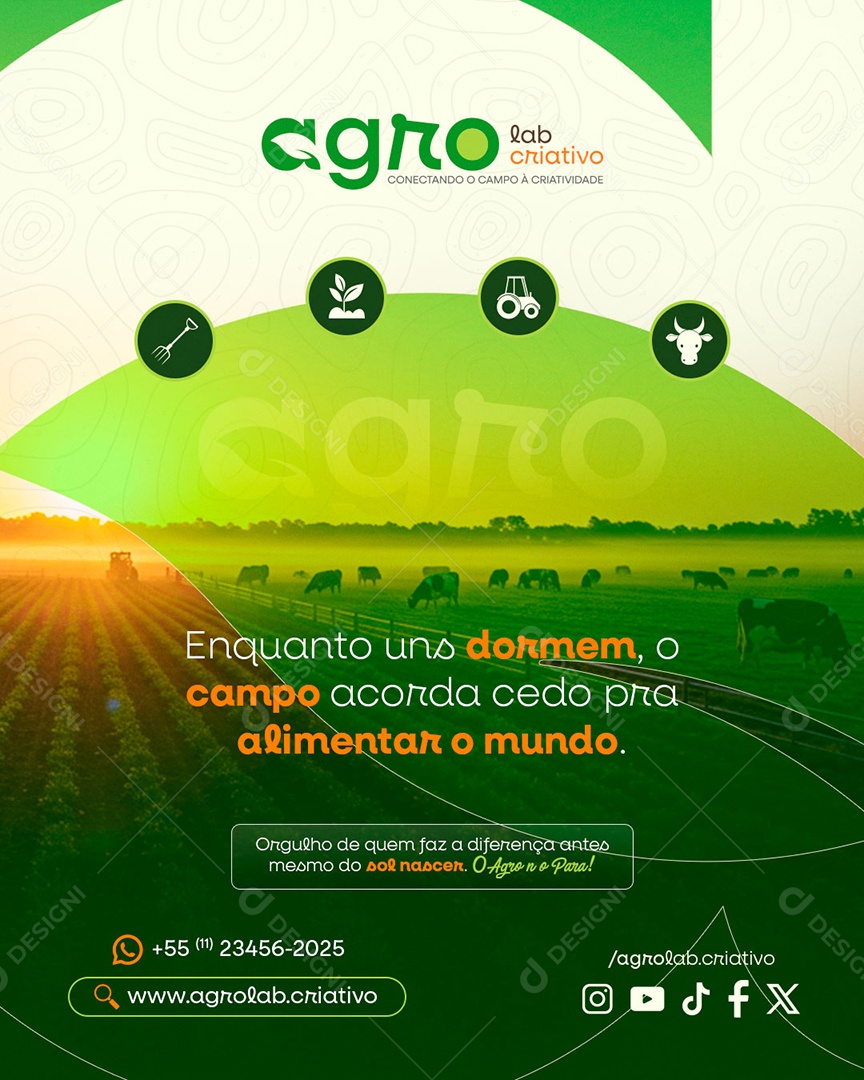 Enquanto Uns Dormem, O Campo Acorda Pra Alimentar O Mundo Social Media PSD Editável