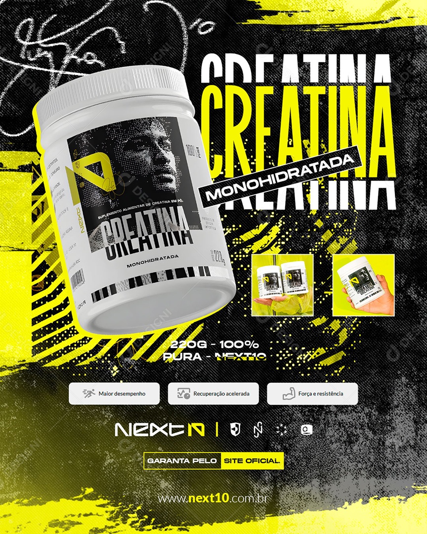 Loja de Suplementos Beneficios da Creatina Social Media PSD Editável