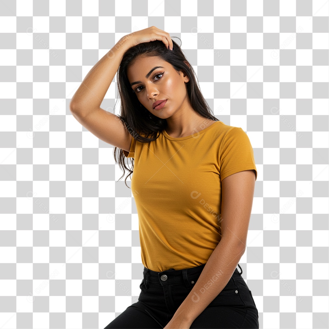 Mulher Fazendo Pose para Foto PNG Transparente