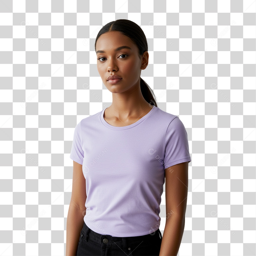 Mulher Morena Fazendo Pose para Foto PNG Transparente