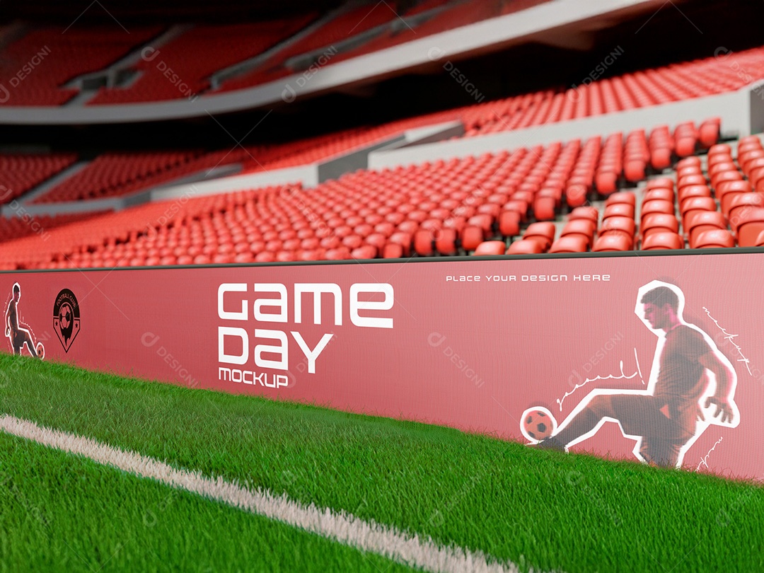 Banner em Estádio de Futebol Mockup PSD Editável