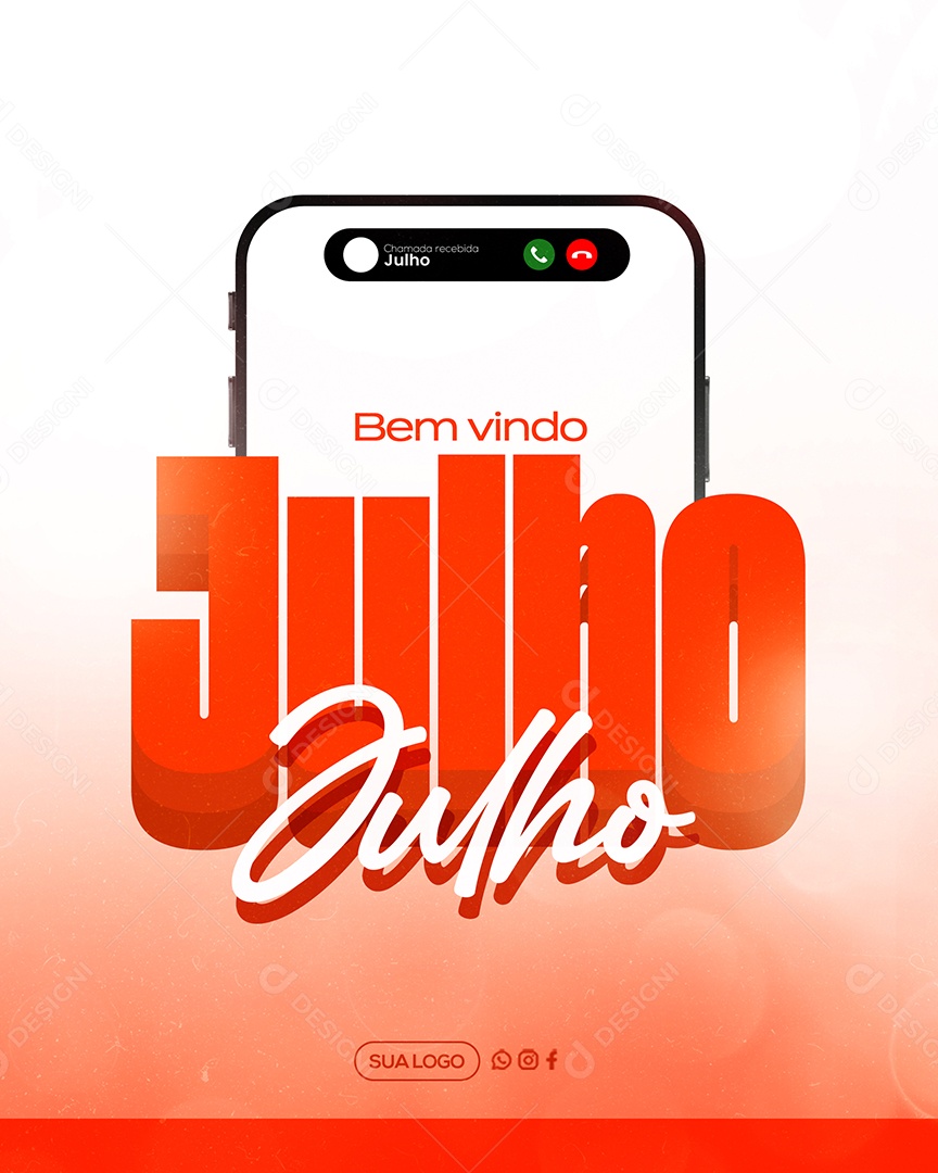 Bem Vindo Julho Social Media PSD Editável