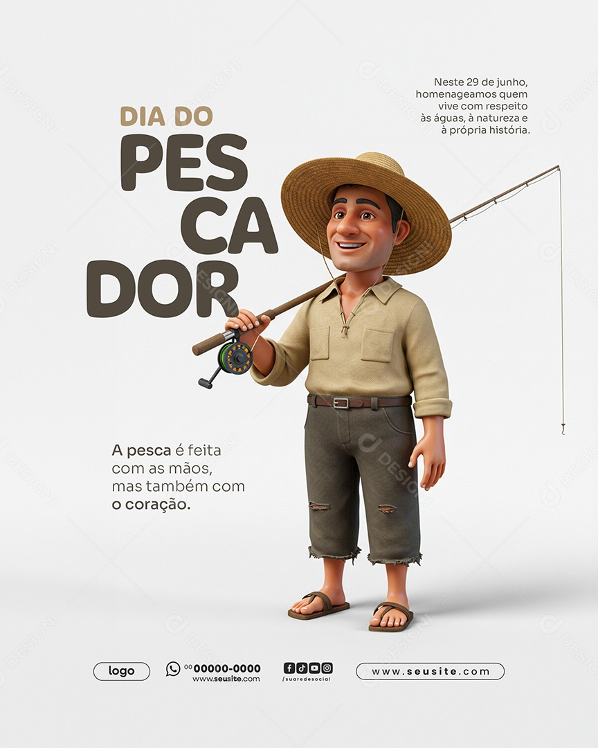Dia do Pescador 29 de Junho Social Media PSD Editável