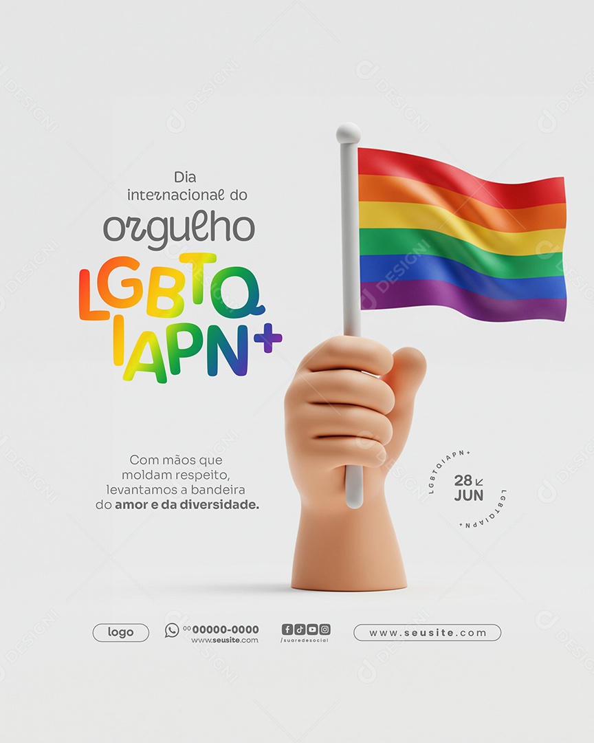 Dia Internacional do Orgulho LGBTQIAPN+28 de Junho Social Media PSD Editável