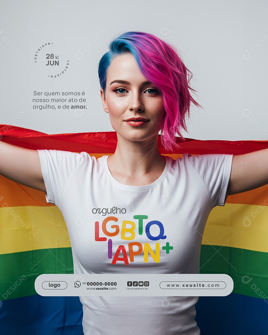 Dia Internacional do Orgulho LGBTQIAPN+28 de Junho Social Media PSD Editável