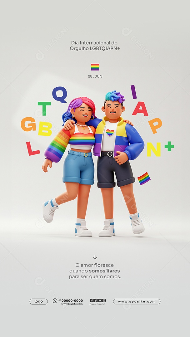 Story Dia Internacional do Orgulho LGBTQIAPN+28 de Junho Social Media PSD Editável