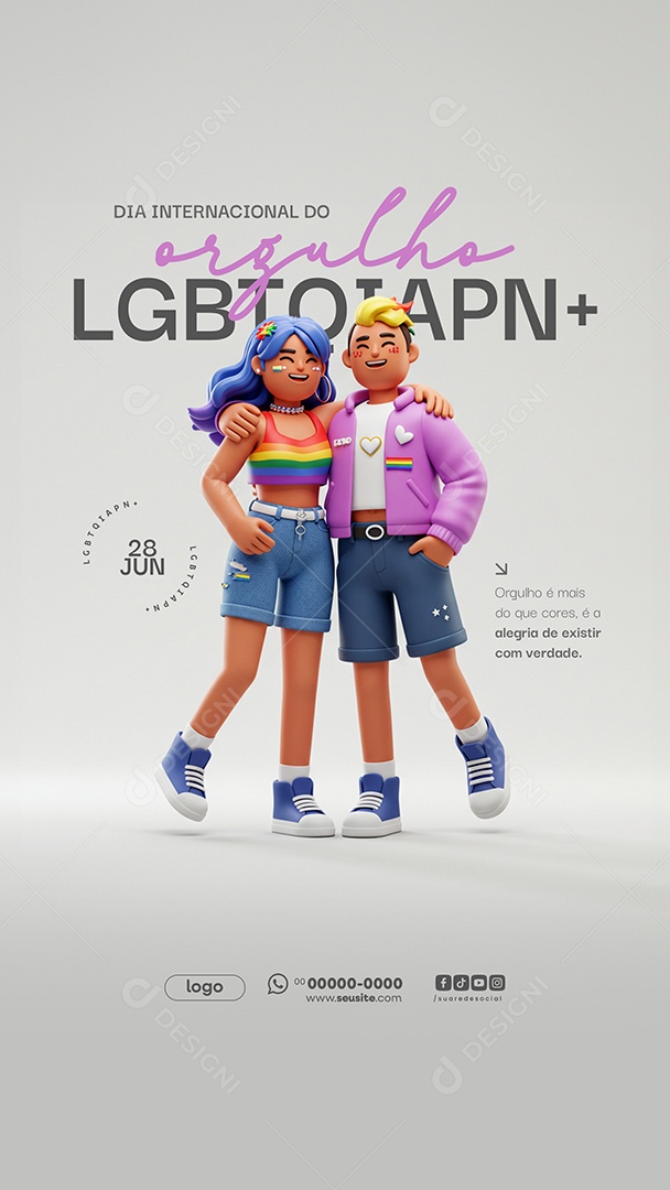 Story Dia Internacional do Orgulho LGBTQIAPN+28 de Junho Social Media PSD Editável