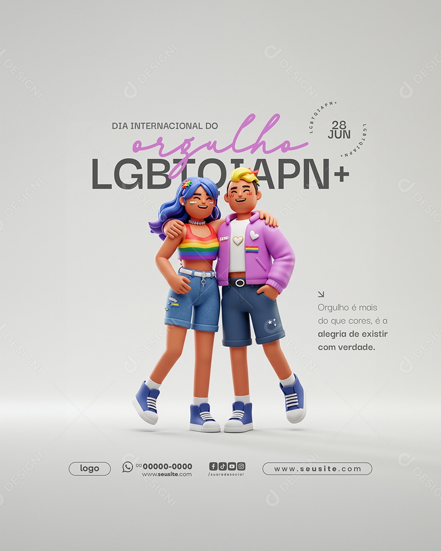 Dia Internacional do Orgulho LGBTQIAPN+28 de Junho Social Media PSD Editável