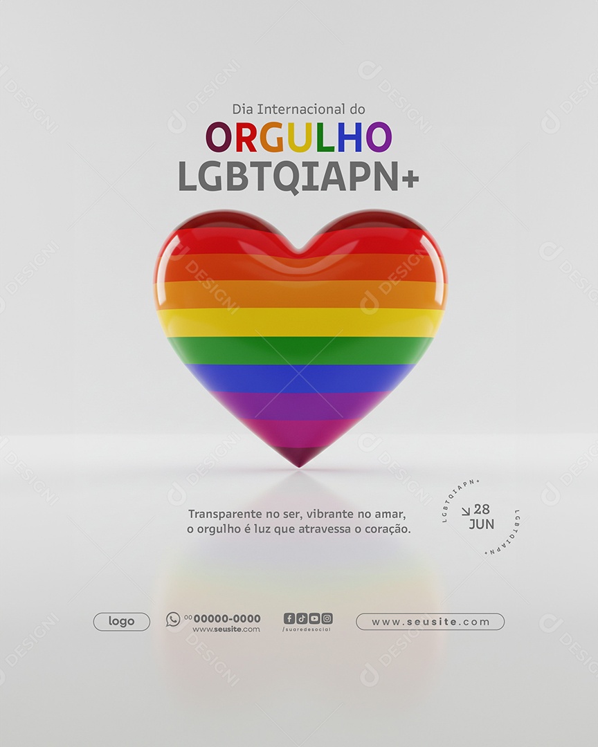 Dia Internacional do Orgulho LGBTQIAPN+28 de Junho Social Media PSD Editável