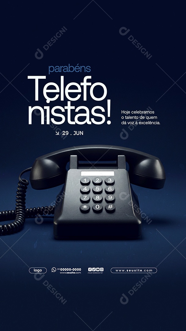 Story Feliz Dia do Telefonista 29 Junho Social Media PSD Editável