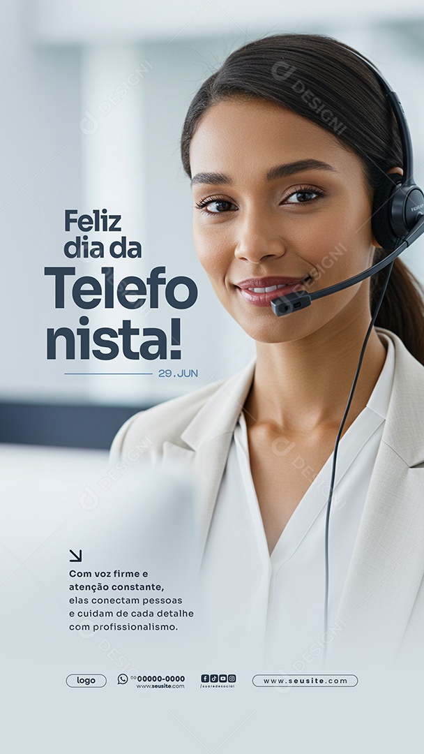 Story Feliz Dia do Telefonista 29 Junho Social Media PSD Editável