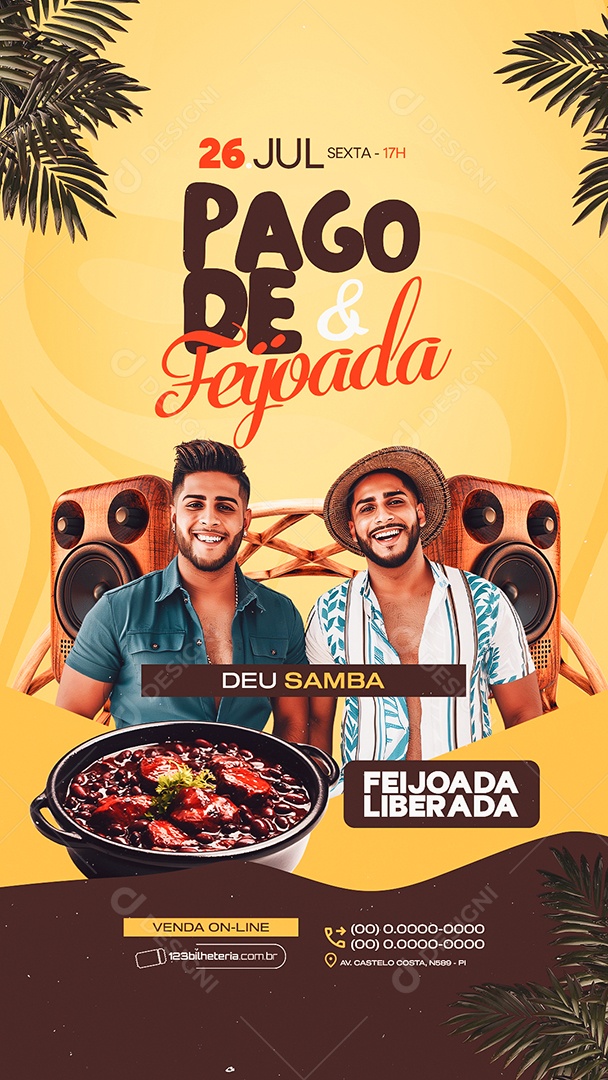 Story Flyer Pagode e Feijoada Deu Samba Social Media PSD Editável