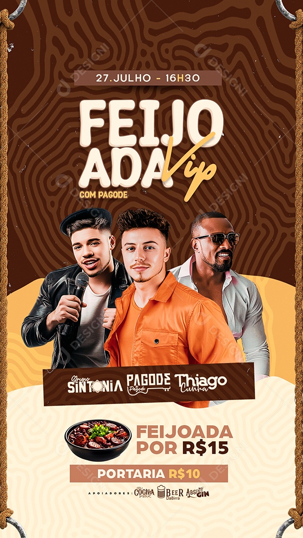 Story Flyer Feijoada Vip com Pagode Social Media PSD Editável