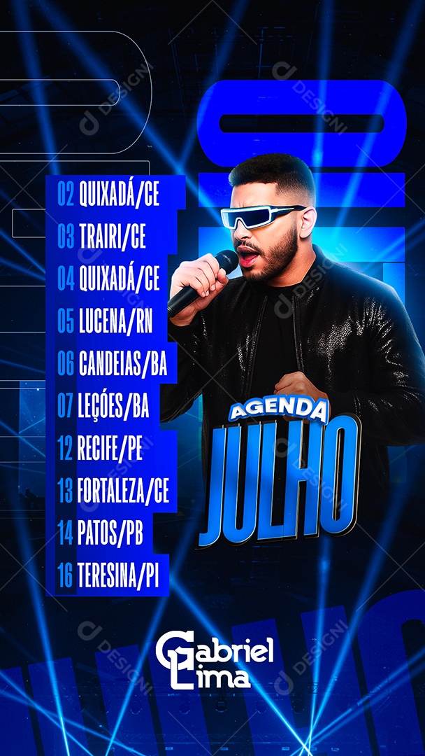 Story Flyer Agenda Julho Social Media PSD Editável