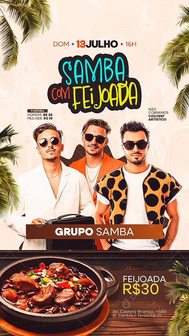 Story Flyer Samba Com Feijoada Grupo Samba Social Media PSD Editável